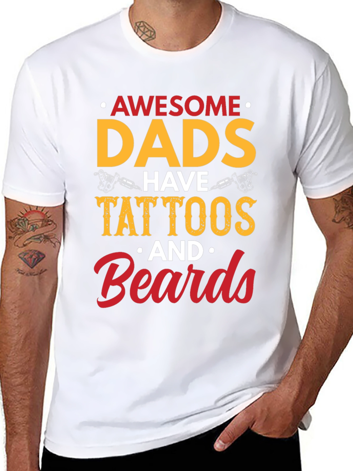 Awesome Dads Tattoos & Beards Black Graphic Tee