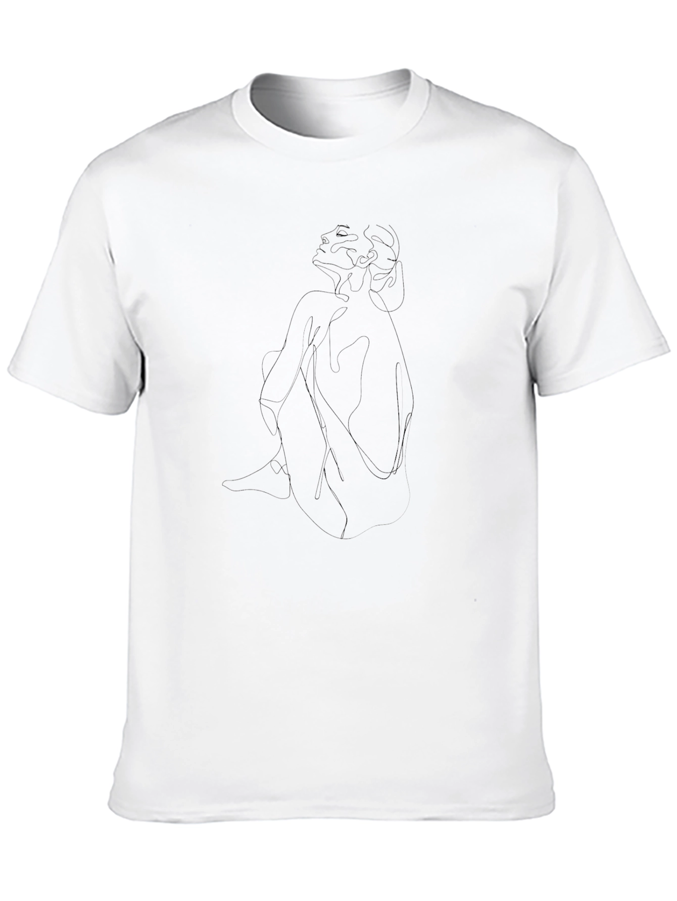 Minimalist Line Art Black T-Shirt