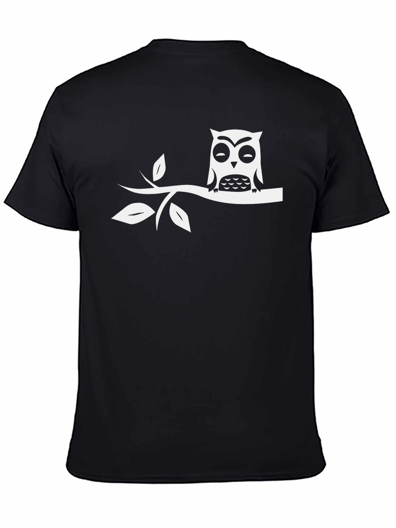 Owl on Branch Black T-Shirt - Relaxed Fit