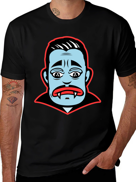 Cartoon Vampire Face Graphic T-Shirt