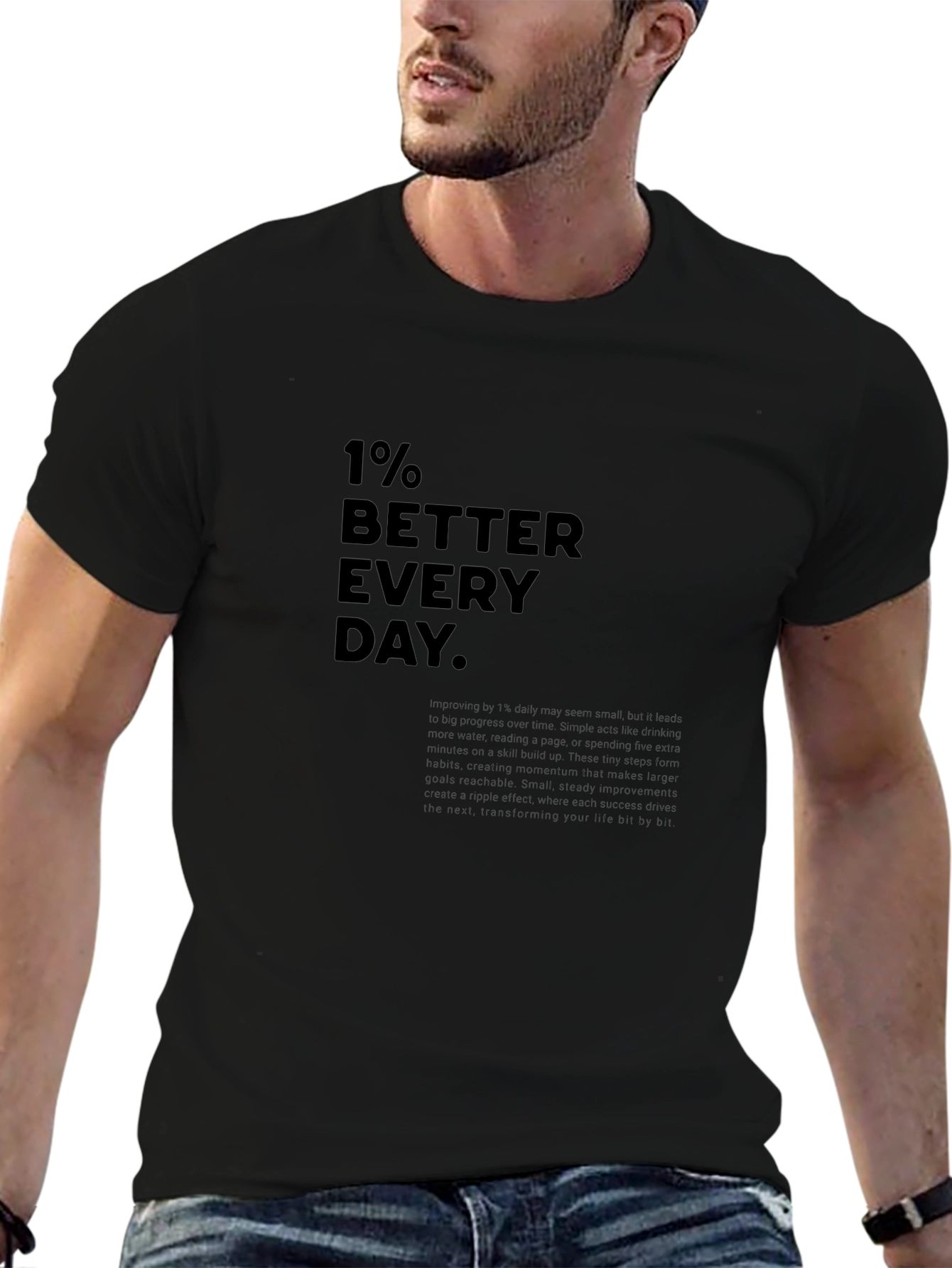1% Better Everyday Graphic Tee - Black