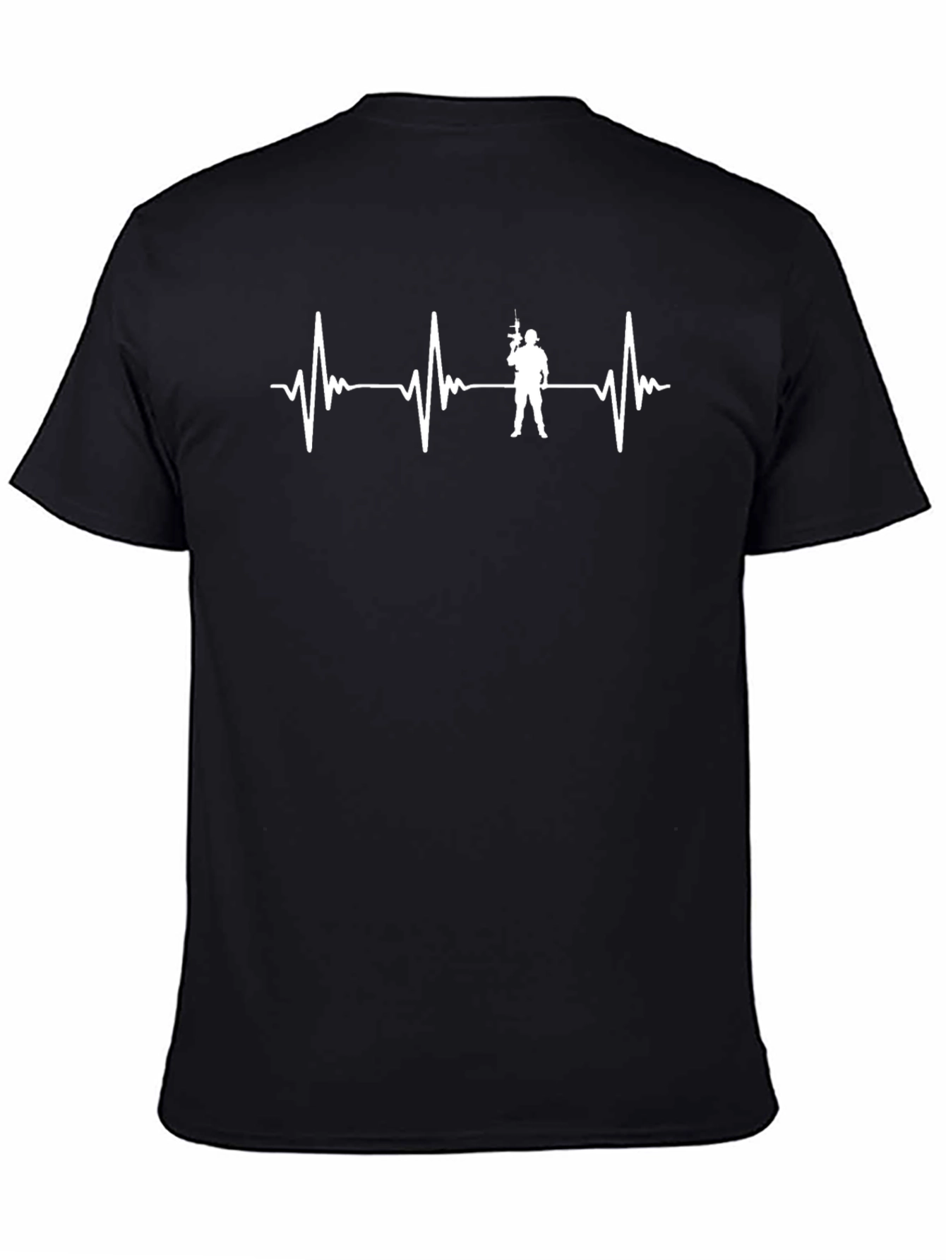 Heartbeat Soldier Graphic Tee - Black Casual T-Shirt