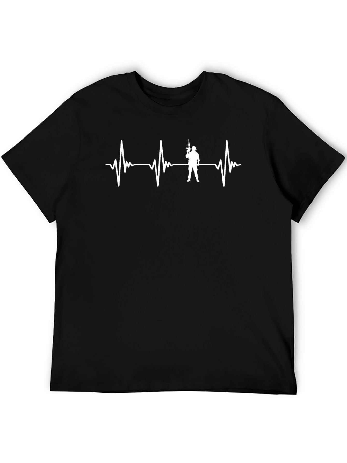 Heartbeat Soldier Graphic Tee - Black Casual T-Shirt