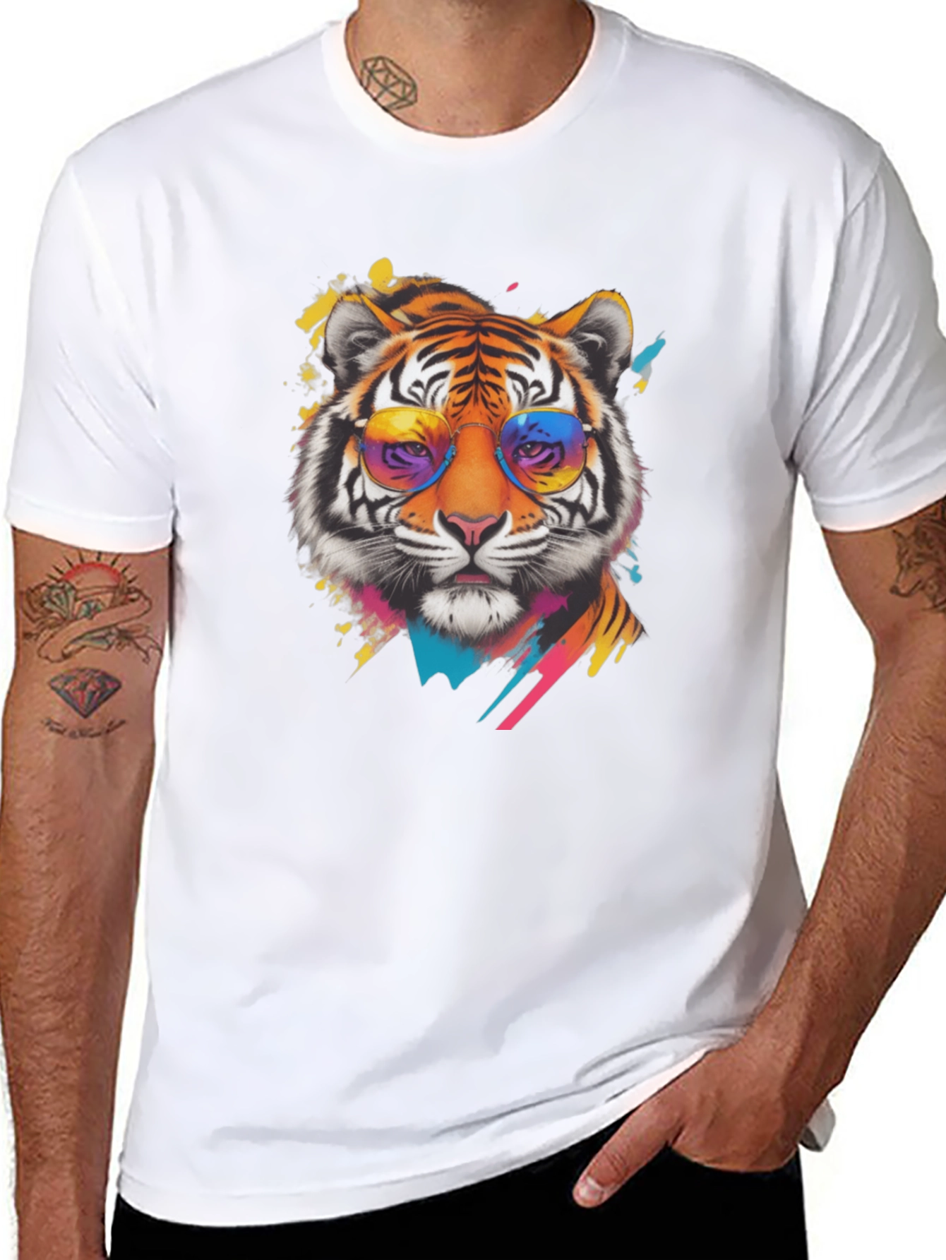 Cool Tiger Graphic Tee - Mens Black T-Shirt