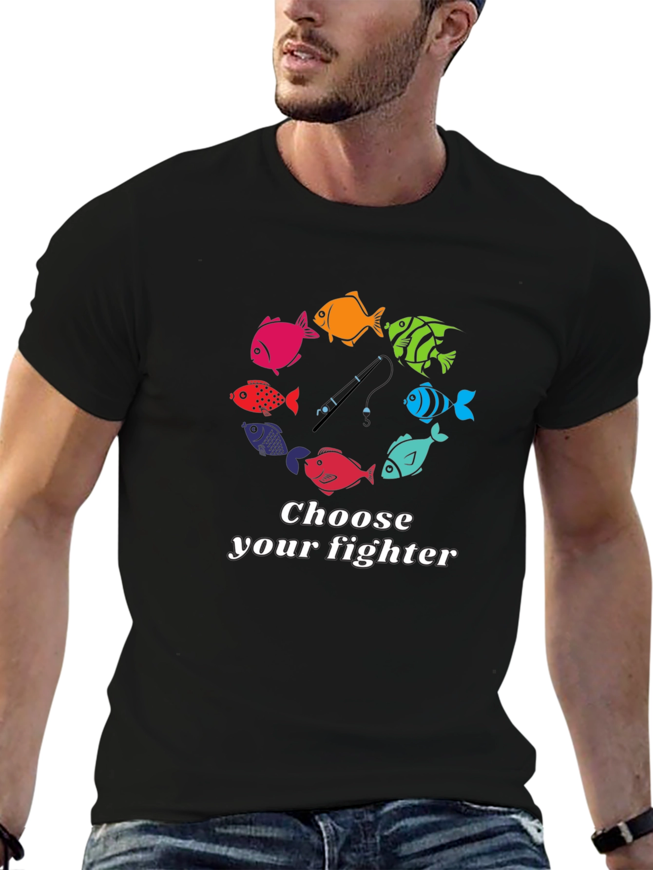 Choose Your Fighter Fish Graphic T-Shirt