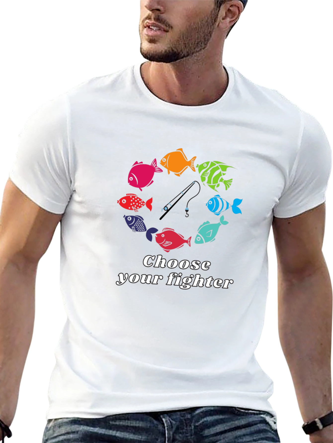 Choose Your Fighter Fish Graphic T-Shirt