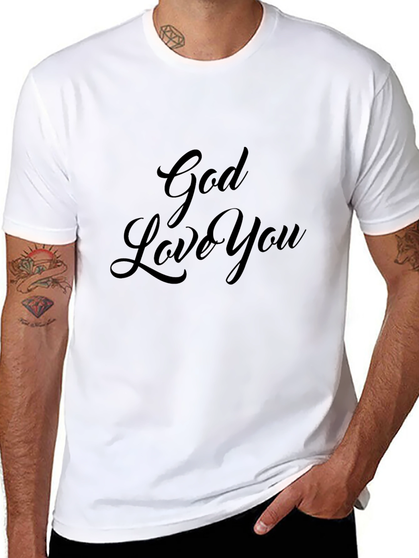 God Loves You Black Graphic T-Shirt