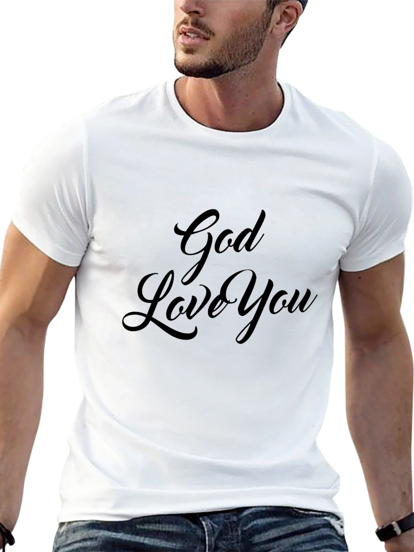 God Loves You Black Graphic T-Shirt