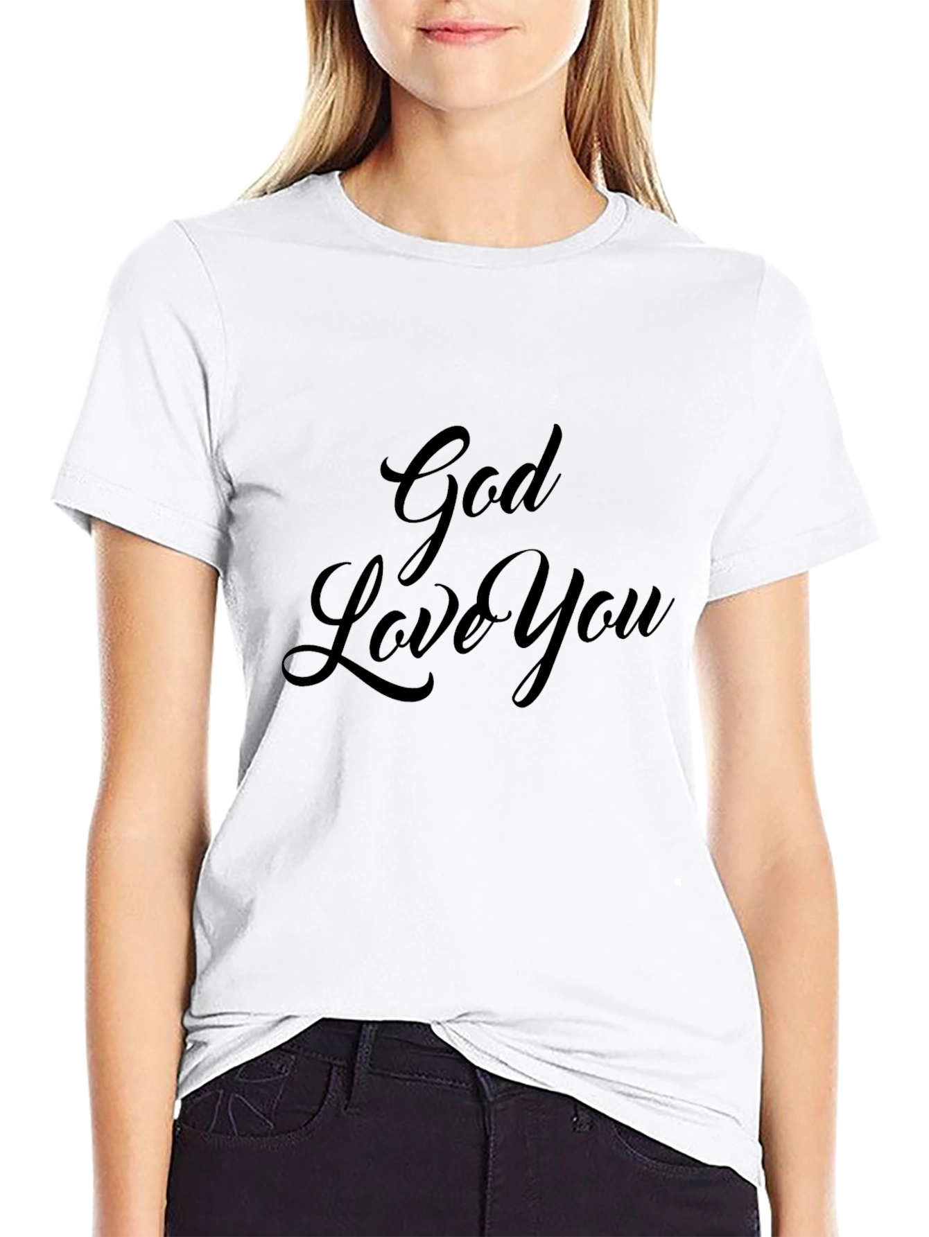 God Loves You Black Graphic T-Shirt