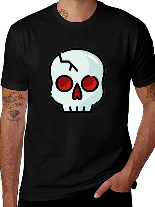 Cracked Skull Graphic Tee - Black