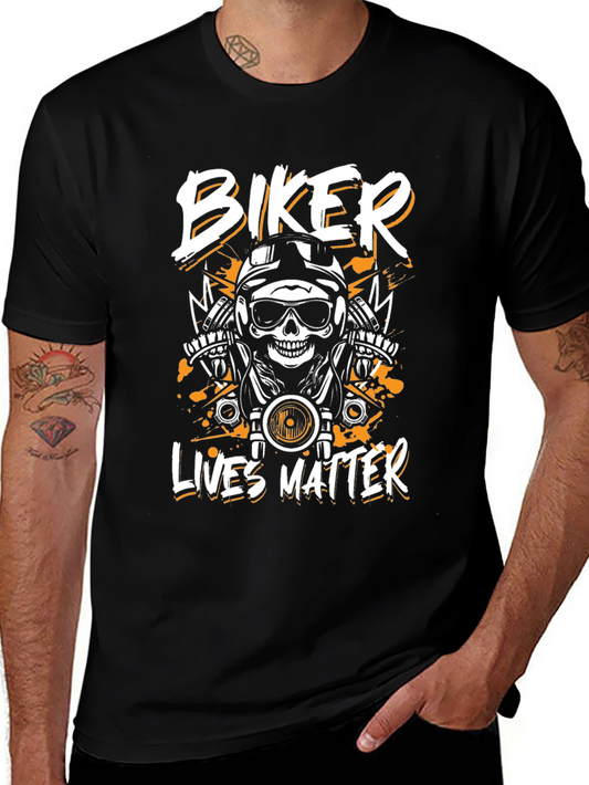 Biker Lives Matter Graphic Tee - Skull Motorcycle Design