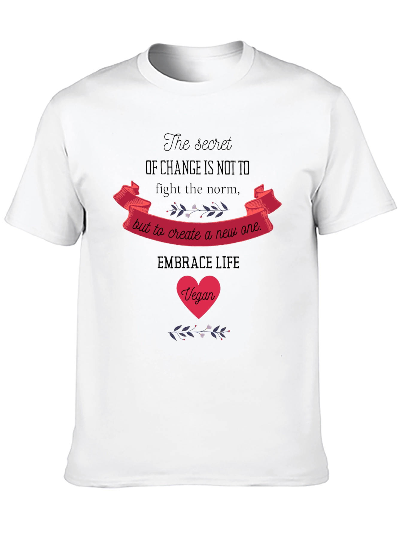 Vegan Embrace Life Graphic Tee - Black
