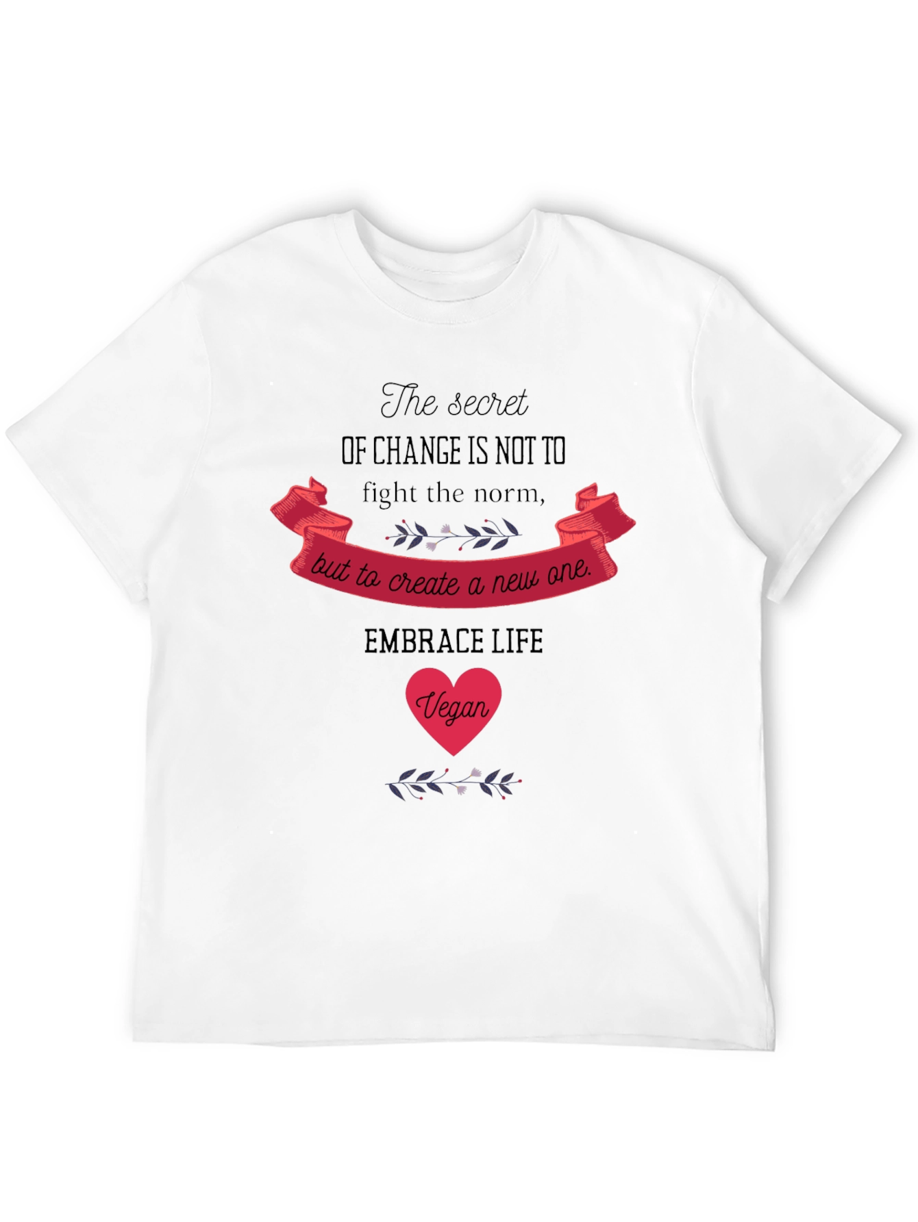 Vegan Embrace Life Graphic Tee - Black