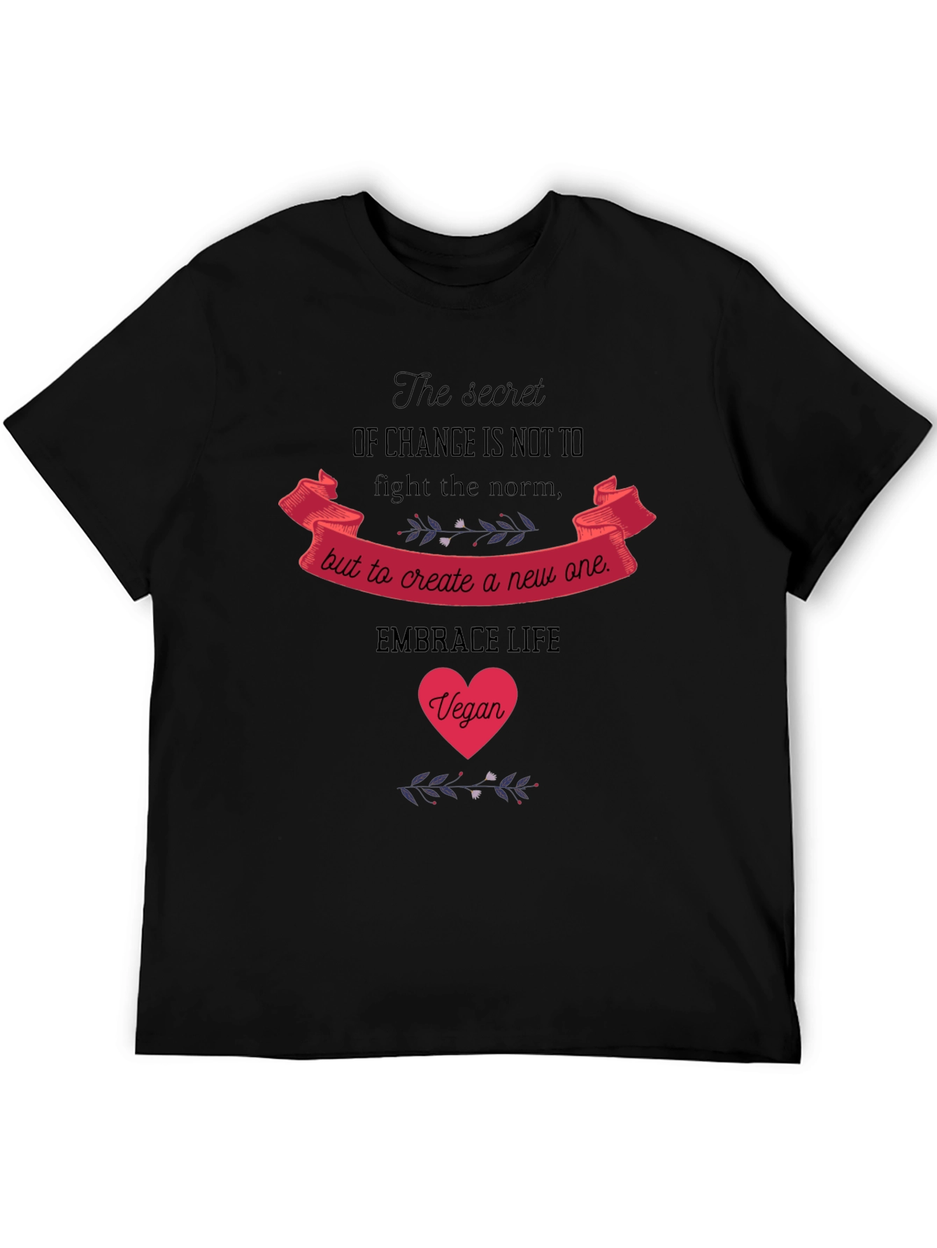 Vegan Embrace Life Graphic Tee - Black