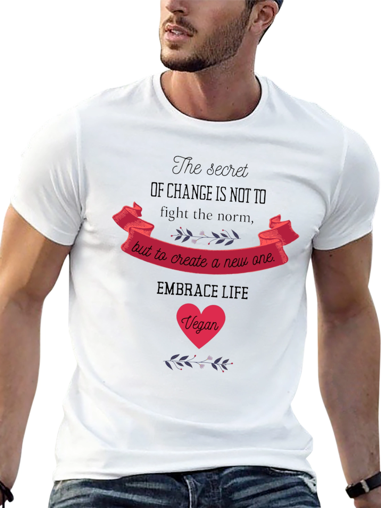 Vegan Embrace Life Graphic Tee - Black