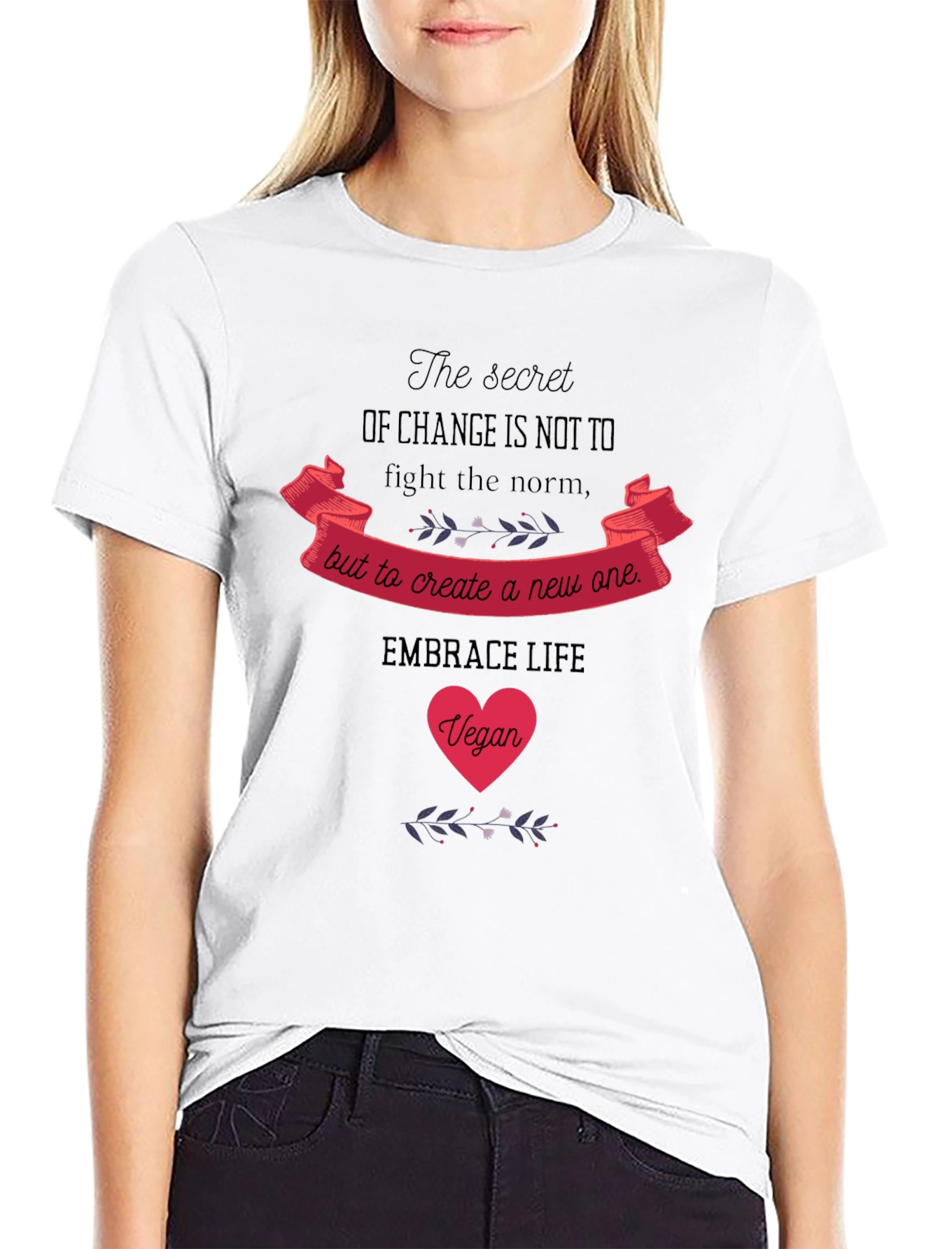 Vegan Embrace Life Graphic Tee - Black