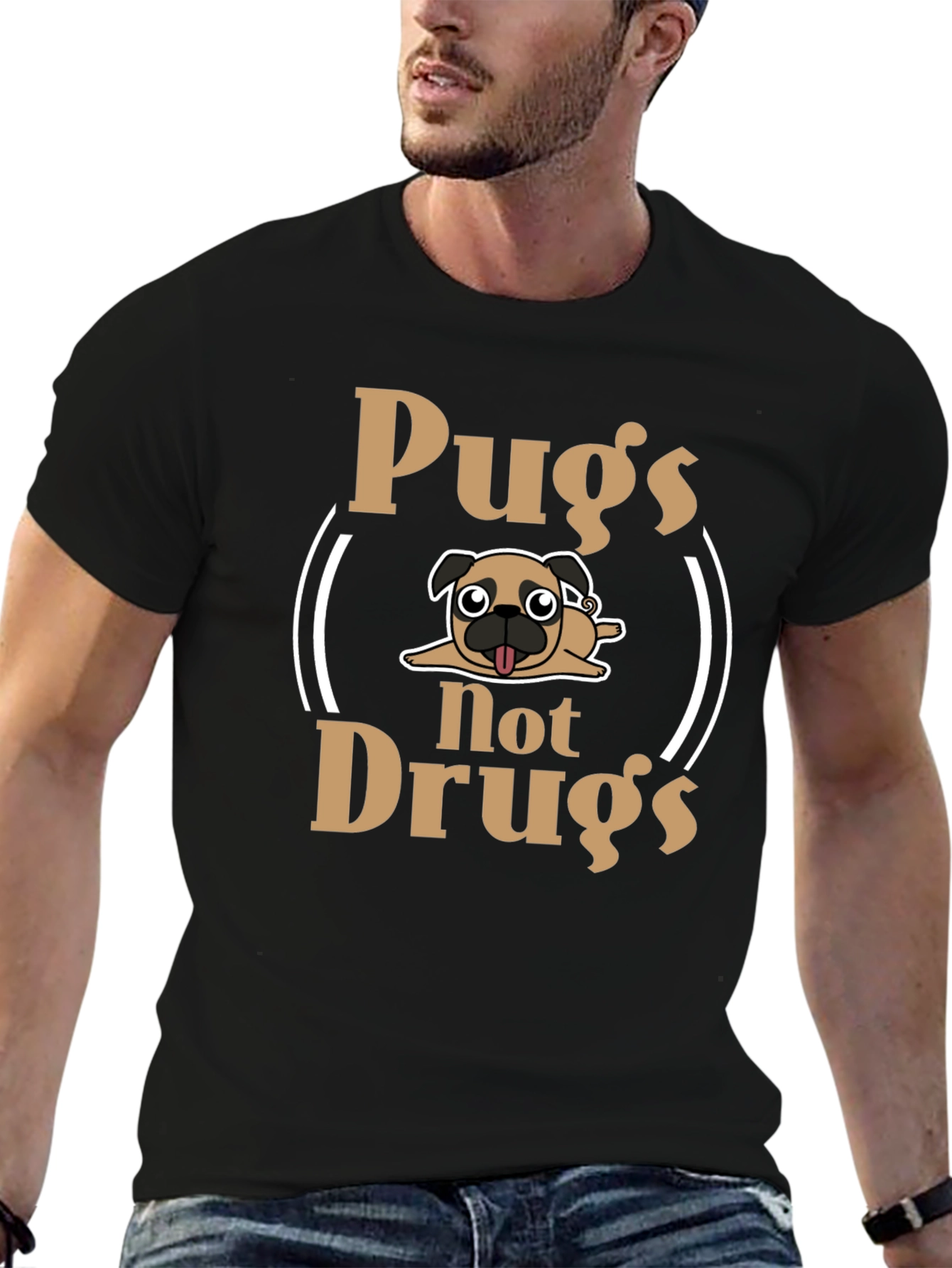 Pugs Not Drugs Funny Graphic Tee