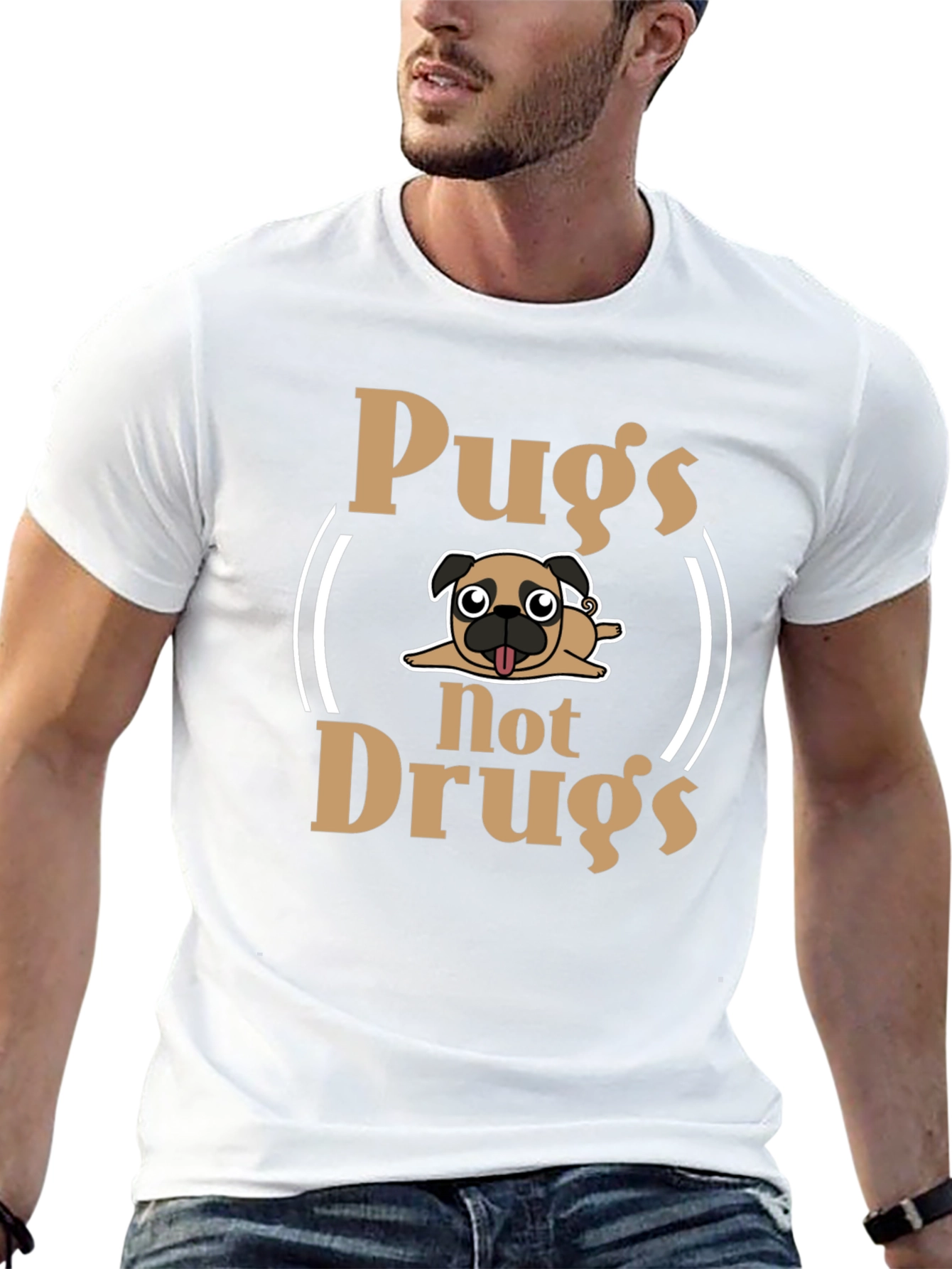 Pugs Not Drugs Funny Graphic Tee