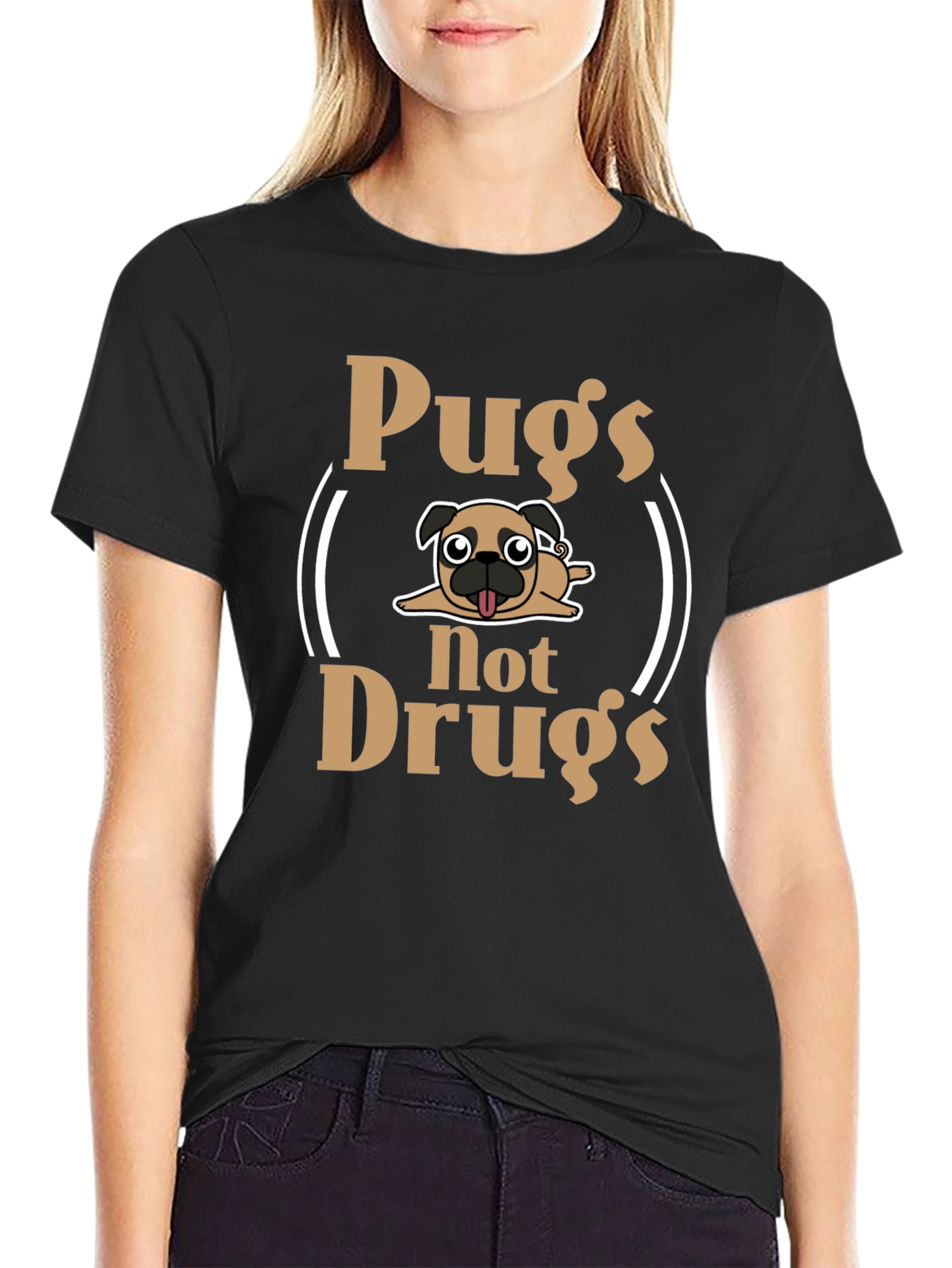 Pugs Not Drugs Funny Graphic Tee