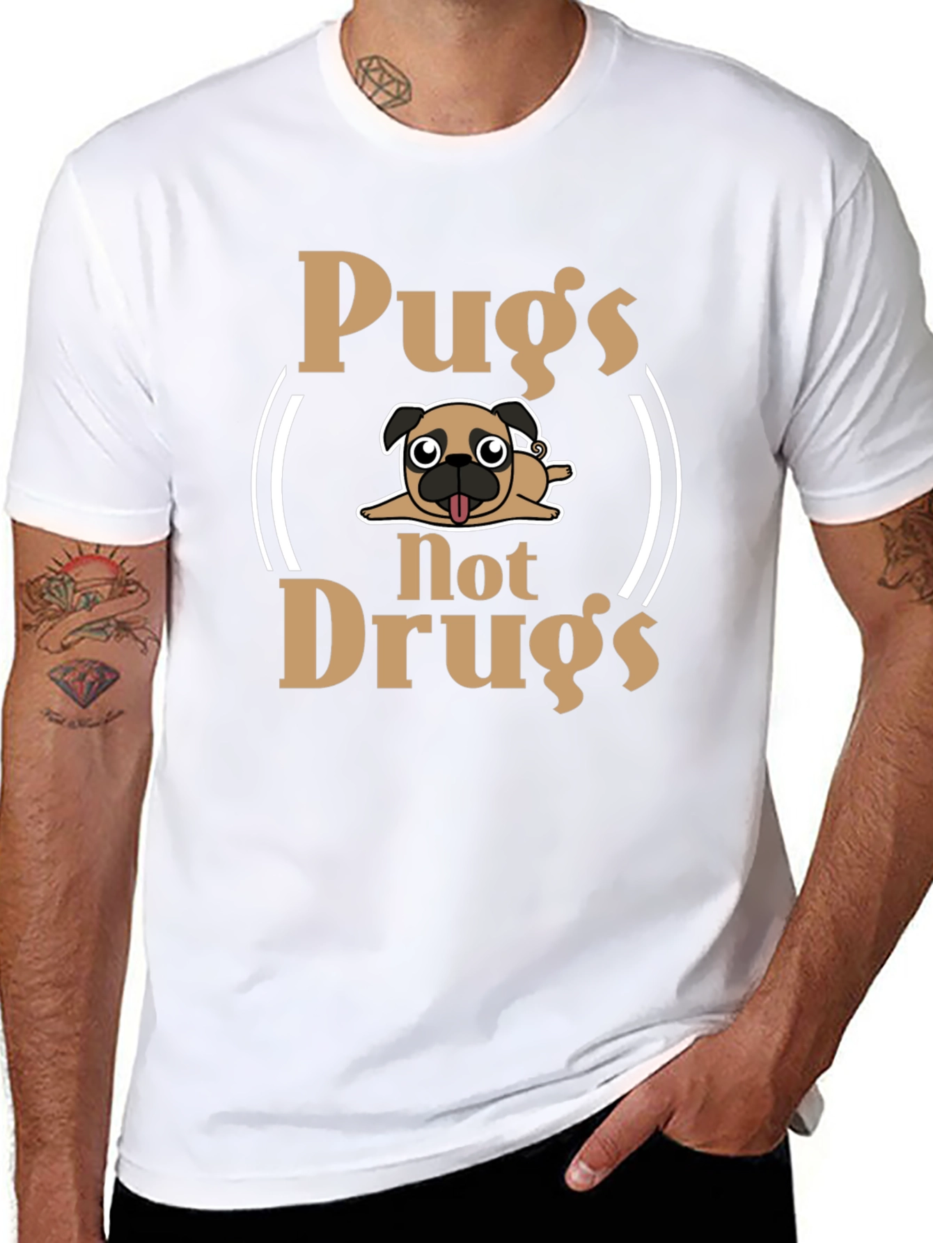 Pugs Not Drugs Funny Graphic Tee