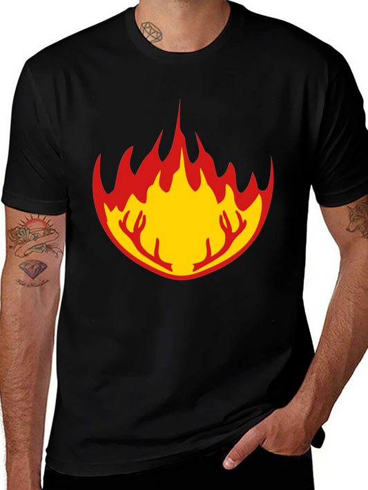 Flame Antler Graphic Black T-Shirt