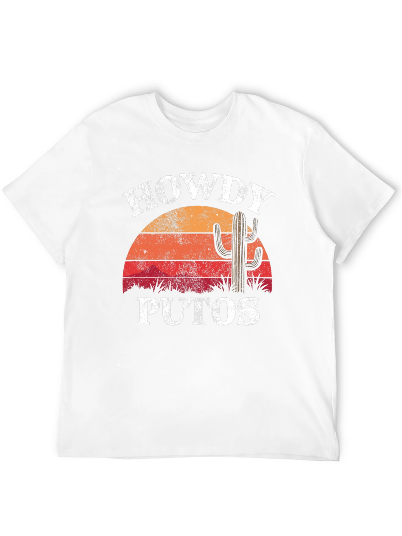 Howdy Puto T-Shirt: Retro Sunset Cactus Graphic Tee