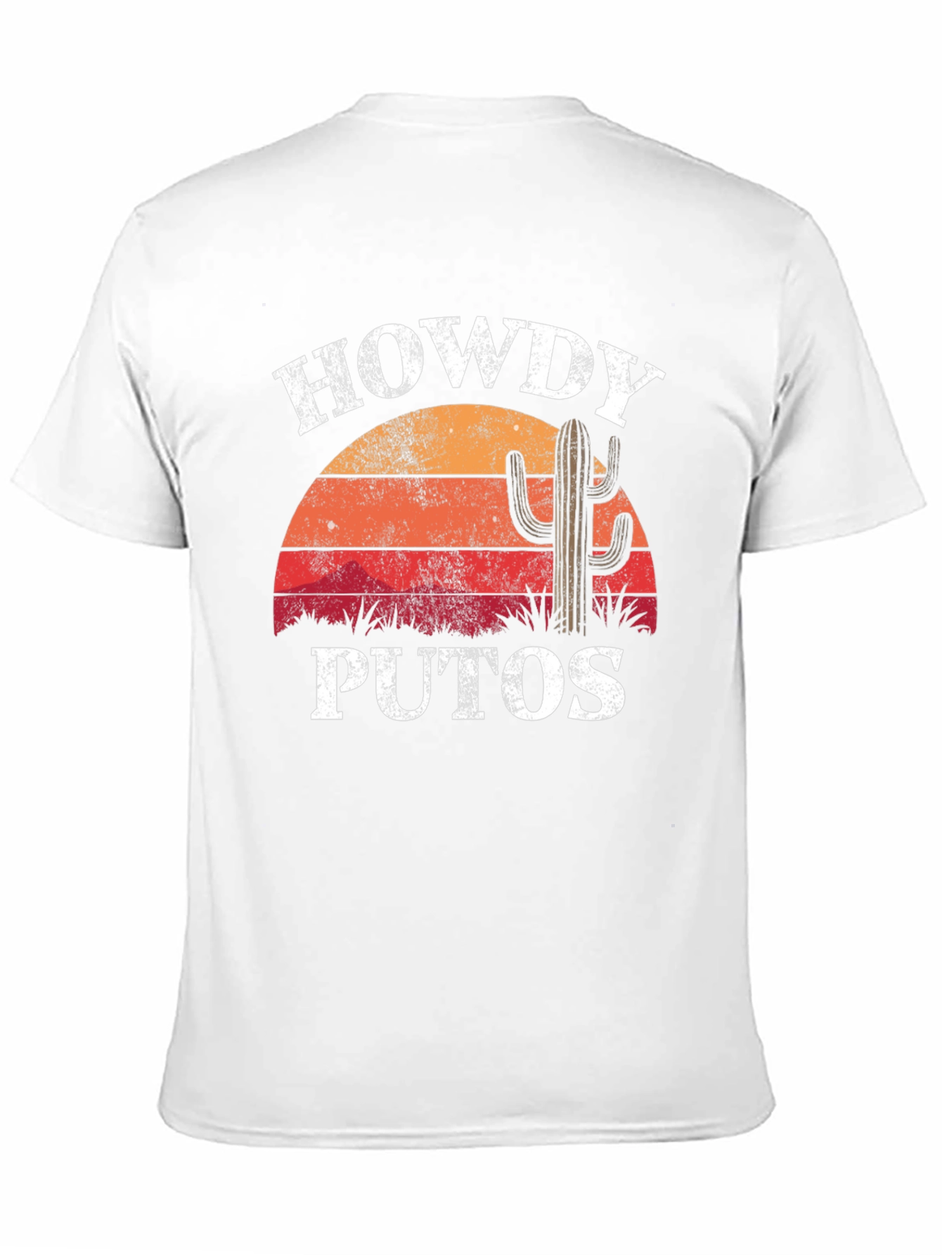 Howdy Puto T-Shirt: Retro Sunset Cactus Graphic Tee