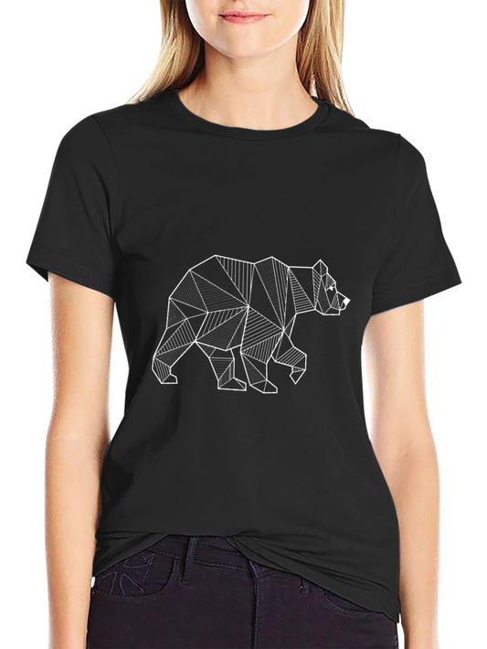 Geometric Bear Graphic Tee - Modern Black T-Shirt