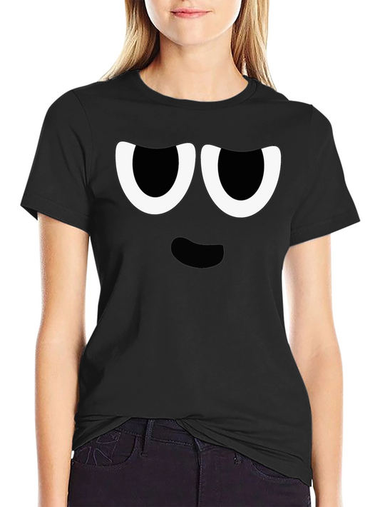 Funny Cartoon Face Graphic Black T-Shirt