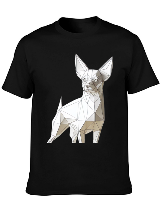 Geometric Dog Print Black T-Shirt