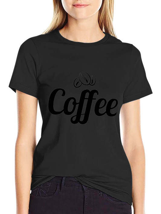 Coffee Bean Graphic Tee - Black Cotton T-Shirt