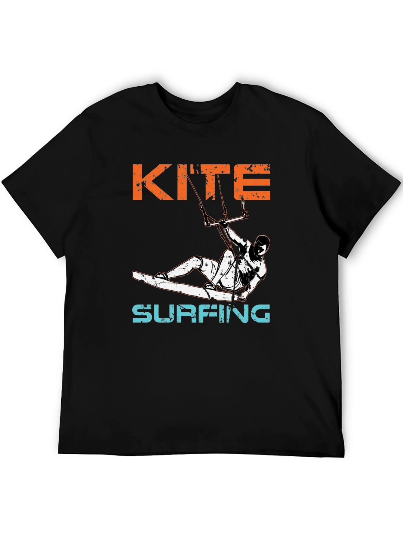 Kite Surfing Graphic T-Shirt - Black Cotton Tee