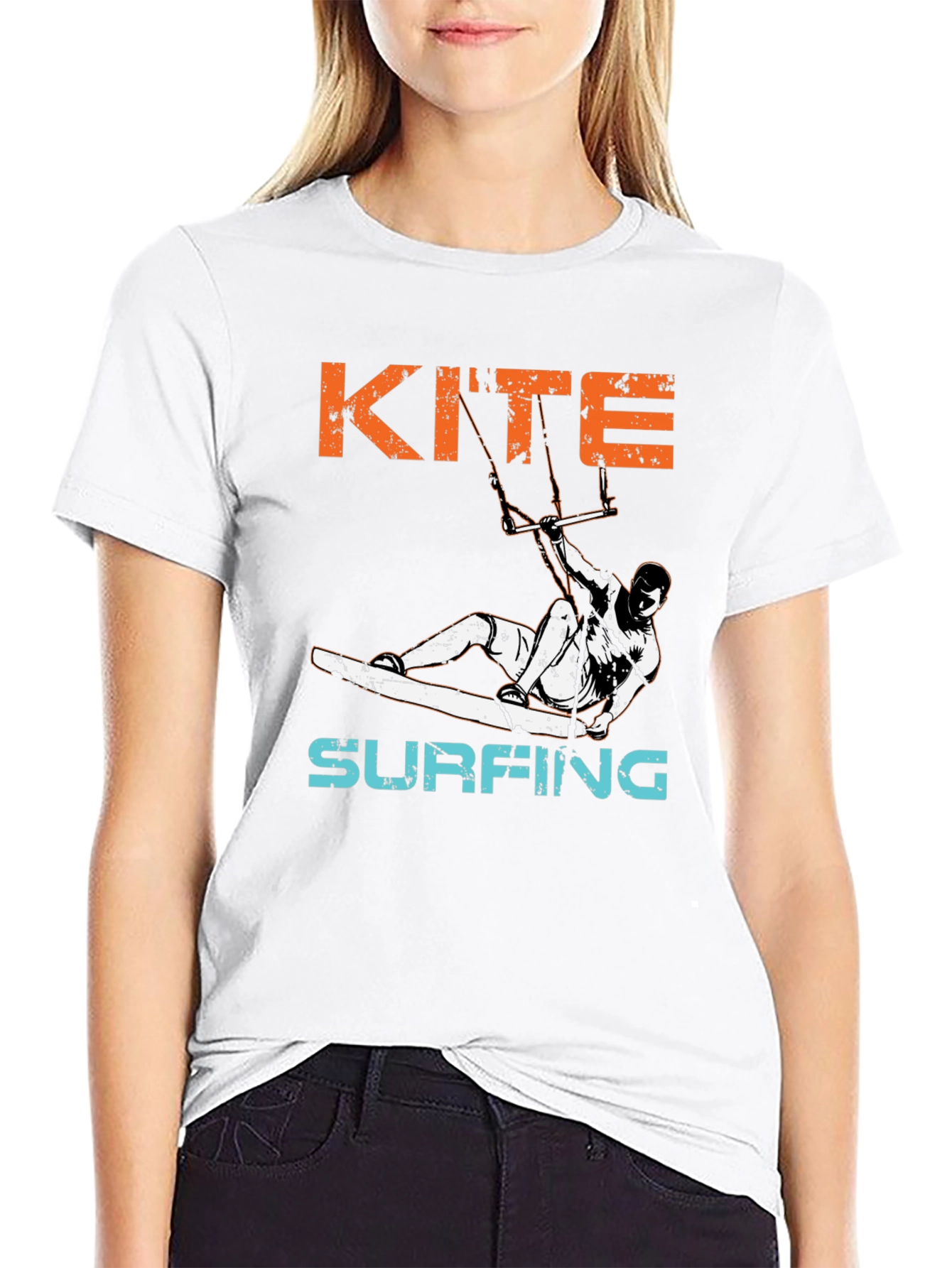 Kite Surfing Graphic T-Shirt - Black Cotton Tee