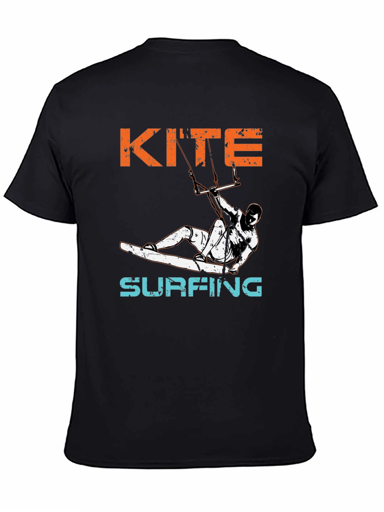 Kite Surfing Graphic T-Shirt - Black Cotton Tee