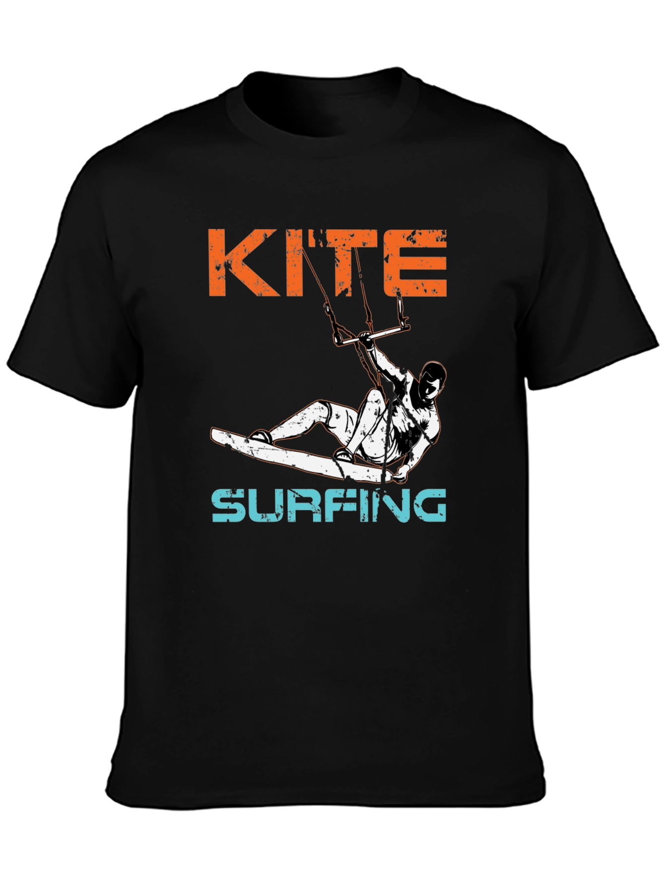 Kite Surfing Graphic T-Shirt - Black Cotton Tee