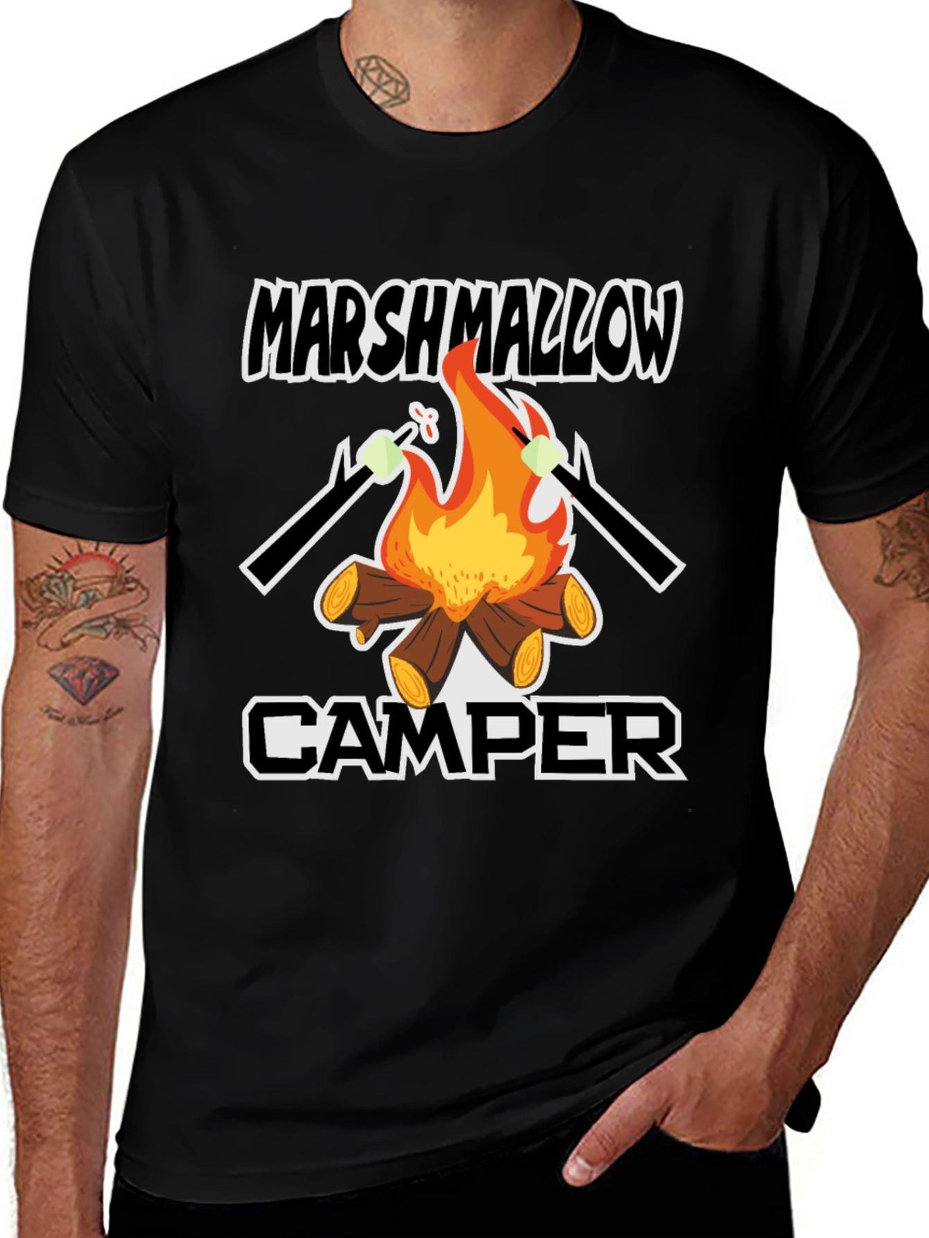 Marshmallow Camper Graphic Tee - Outdoor Camping Shirt