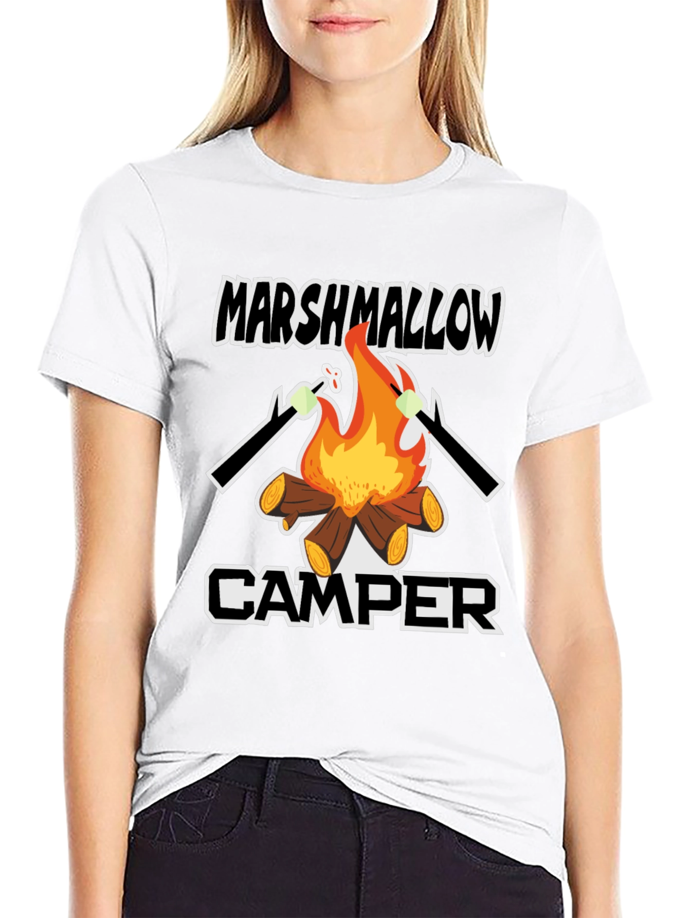 Marshmallow Camper Graphic Tee - Outdoor Camping Shirt