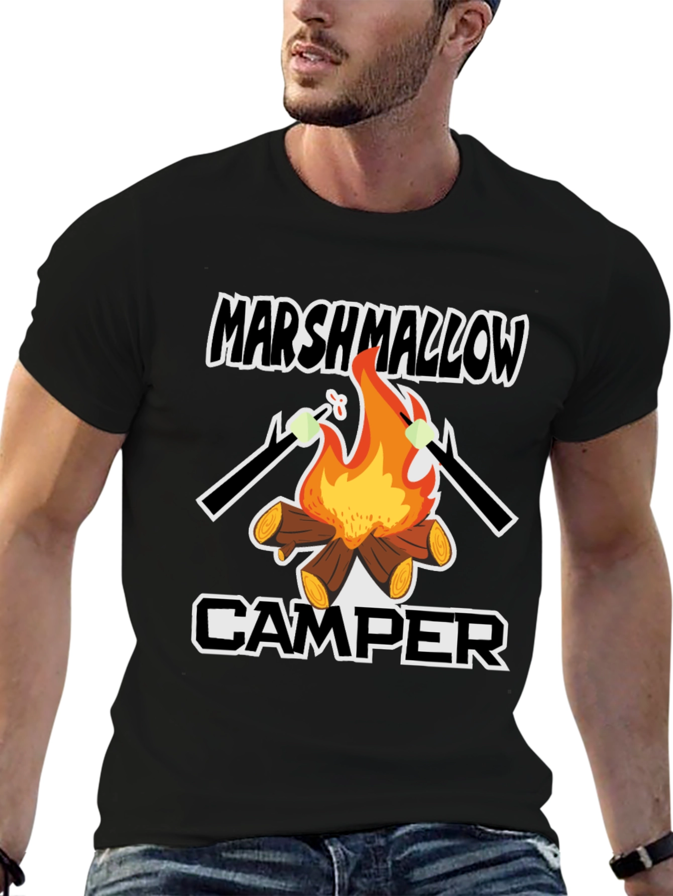 Marshmallow Camper Graphic Tee - Outdoor Camping Shirt