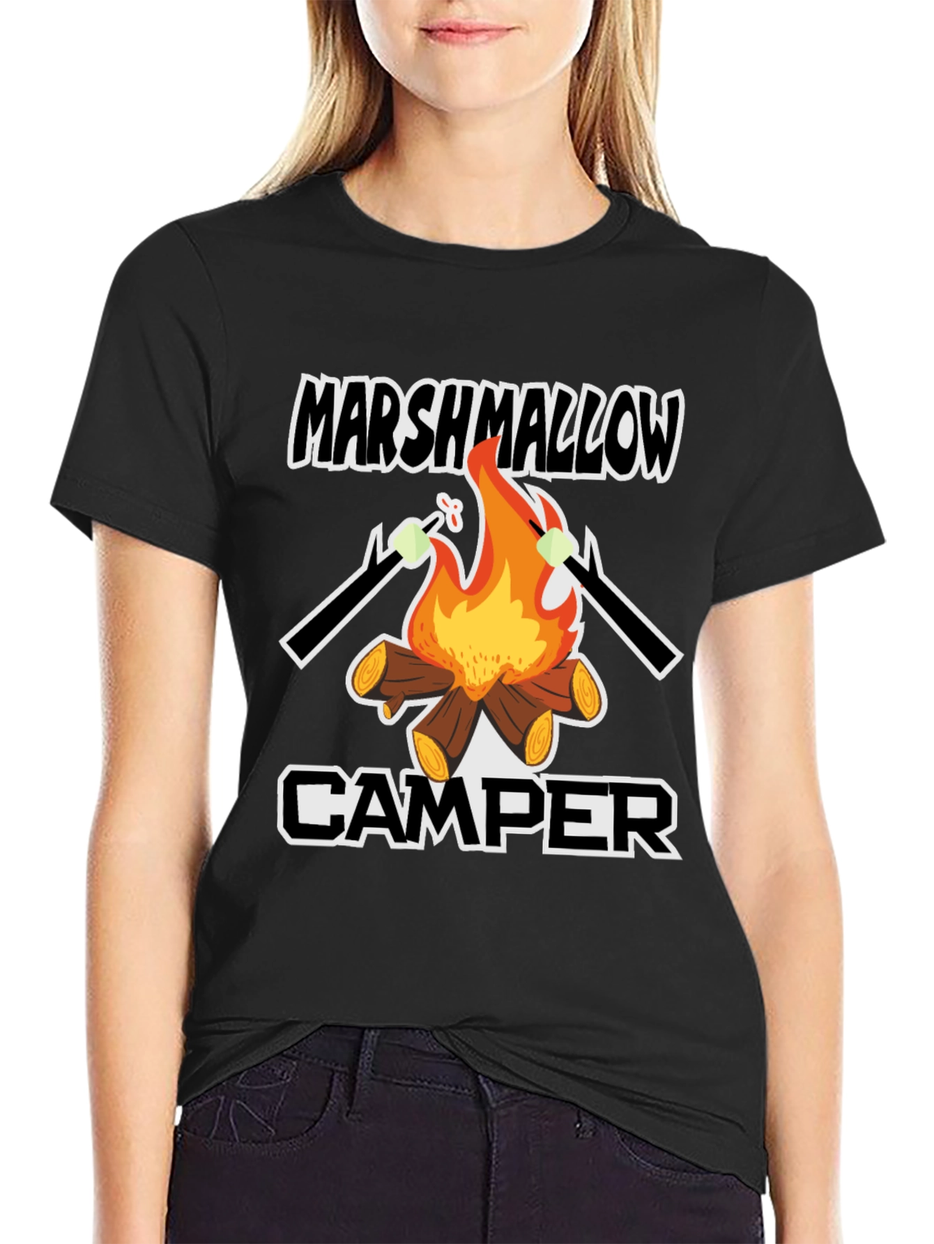 Marshmallow Camper Graphic Tee - Outdoor Camping Shirt