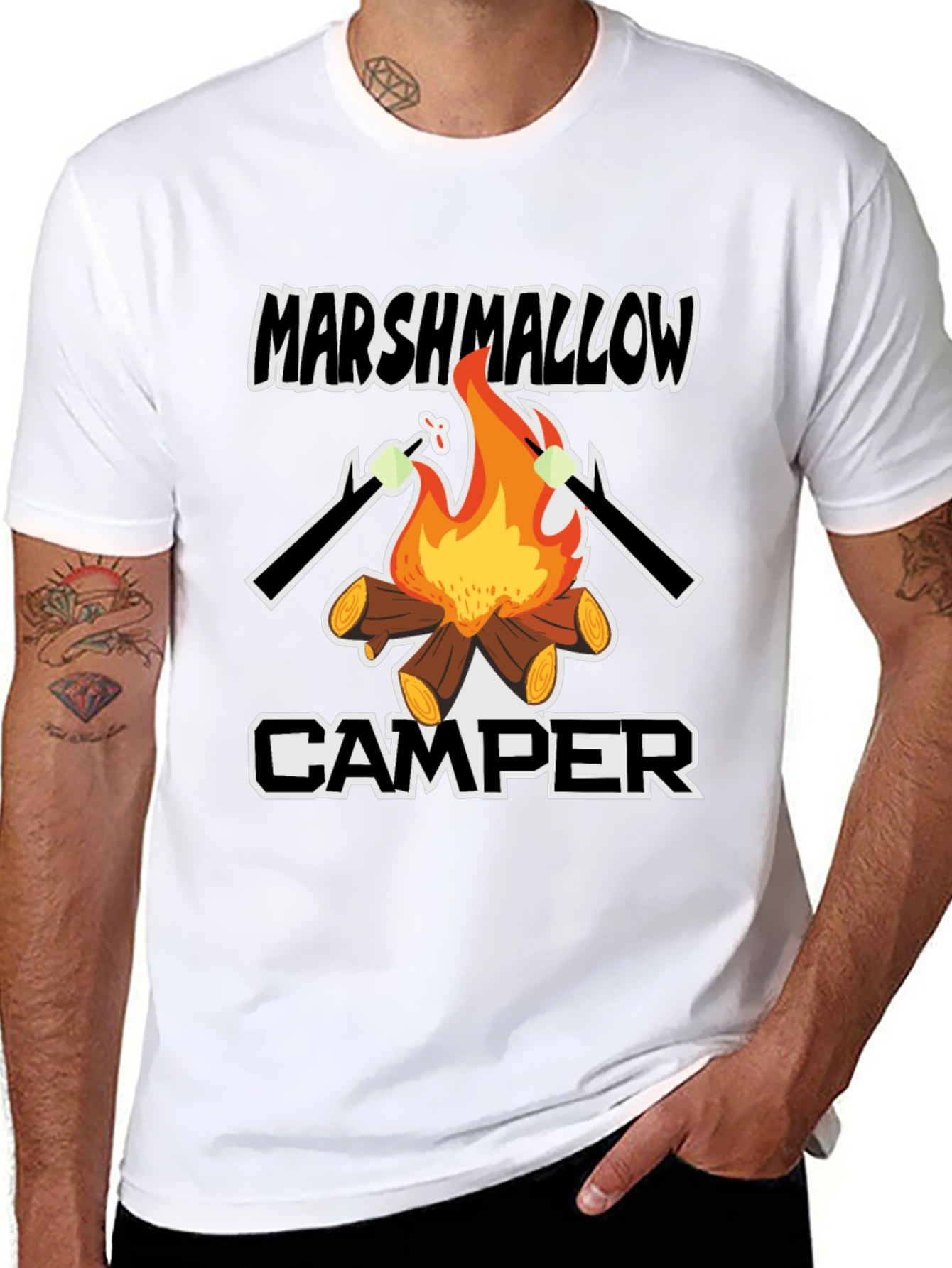 Marshmallow Camper Graphic Tee - Outdoor Camping Shirt
