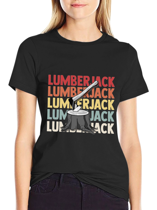 Lumberjack T-Shirt Vintage Axe Tree Stump Tee