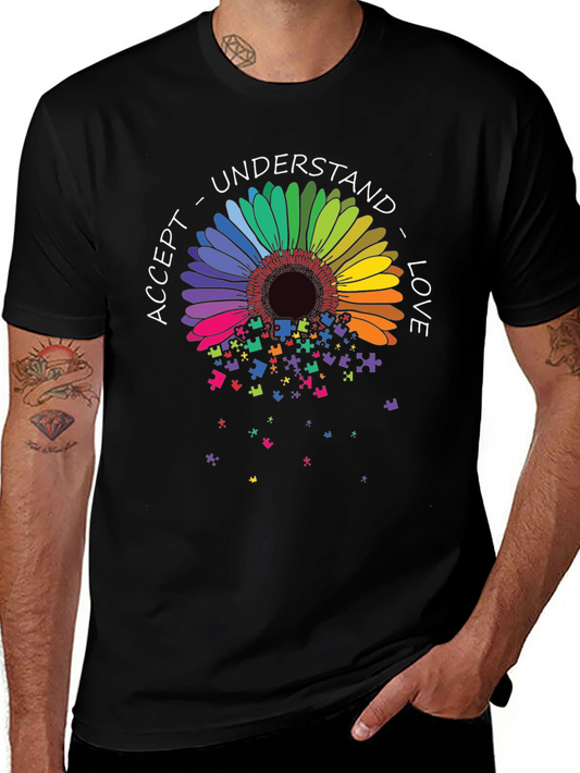 Autism Awareness Sunflower Puzzle T-Shirt