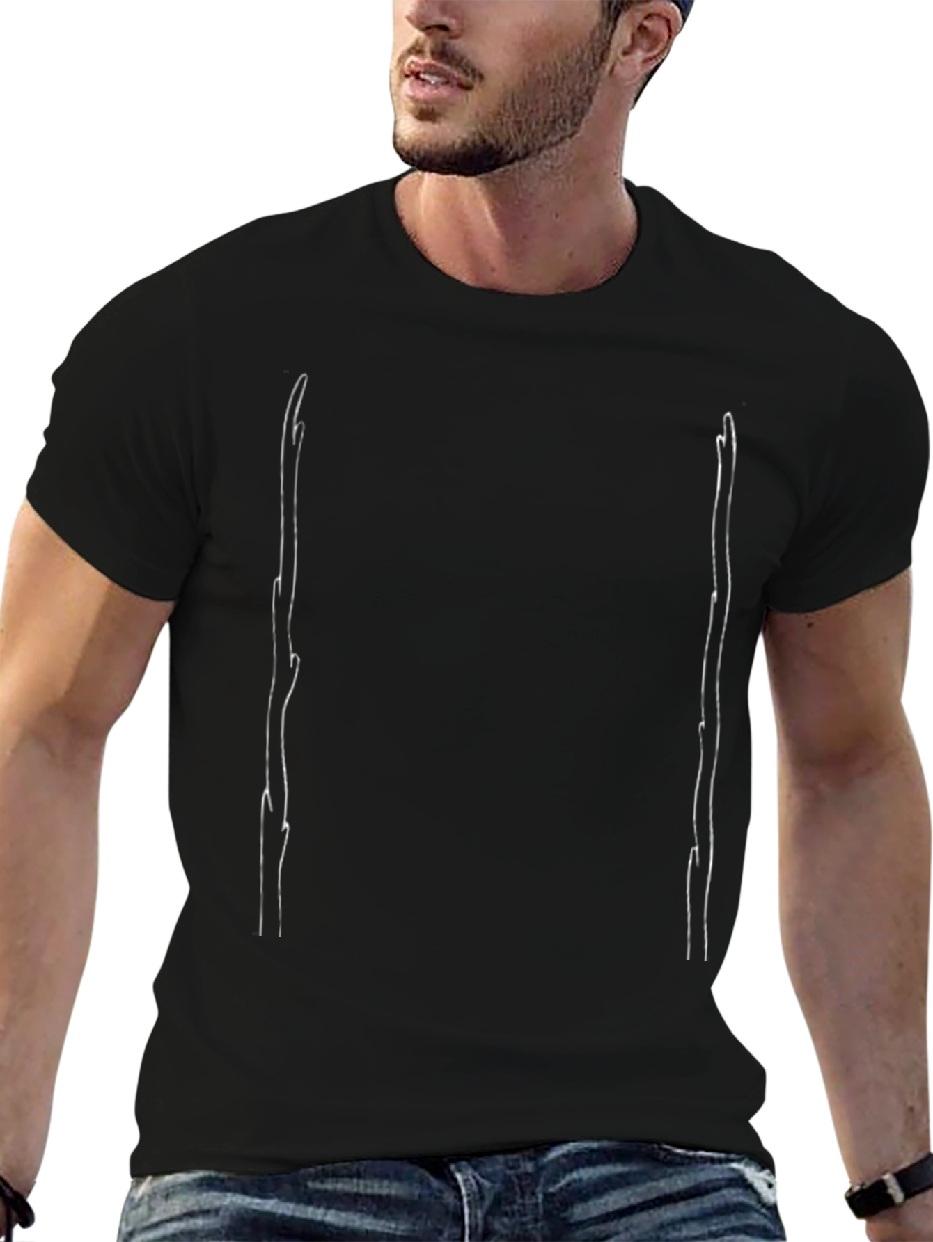 Minimalist Stick Figure Art Black T-Shirt