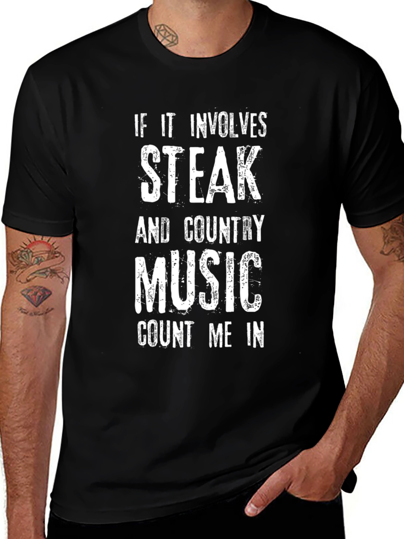 Steak and Country Music T-Shirt - Funny Graphic Tee