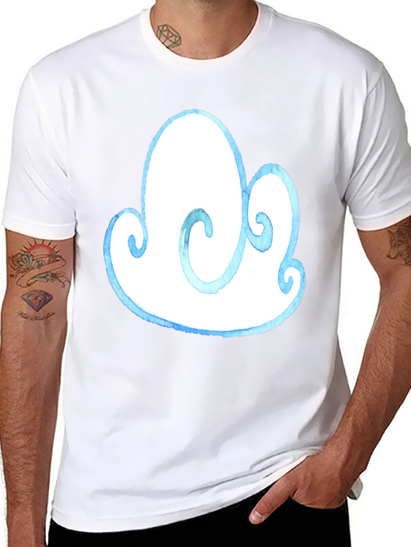 Cloud Graphic Tee - Black Cotton T-Shirt