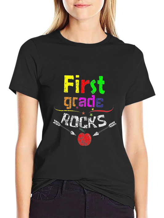 First Grade Rocks Black T-Shirt