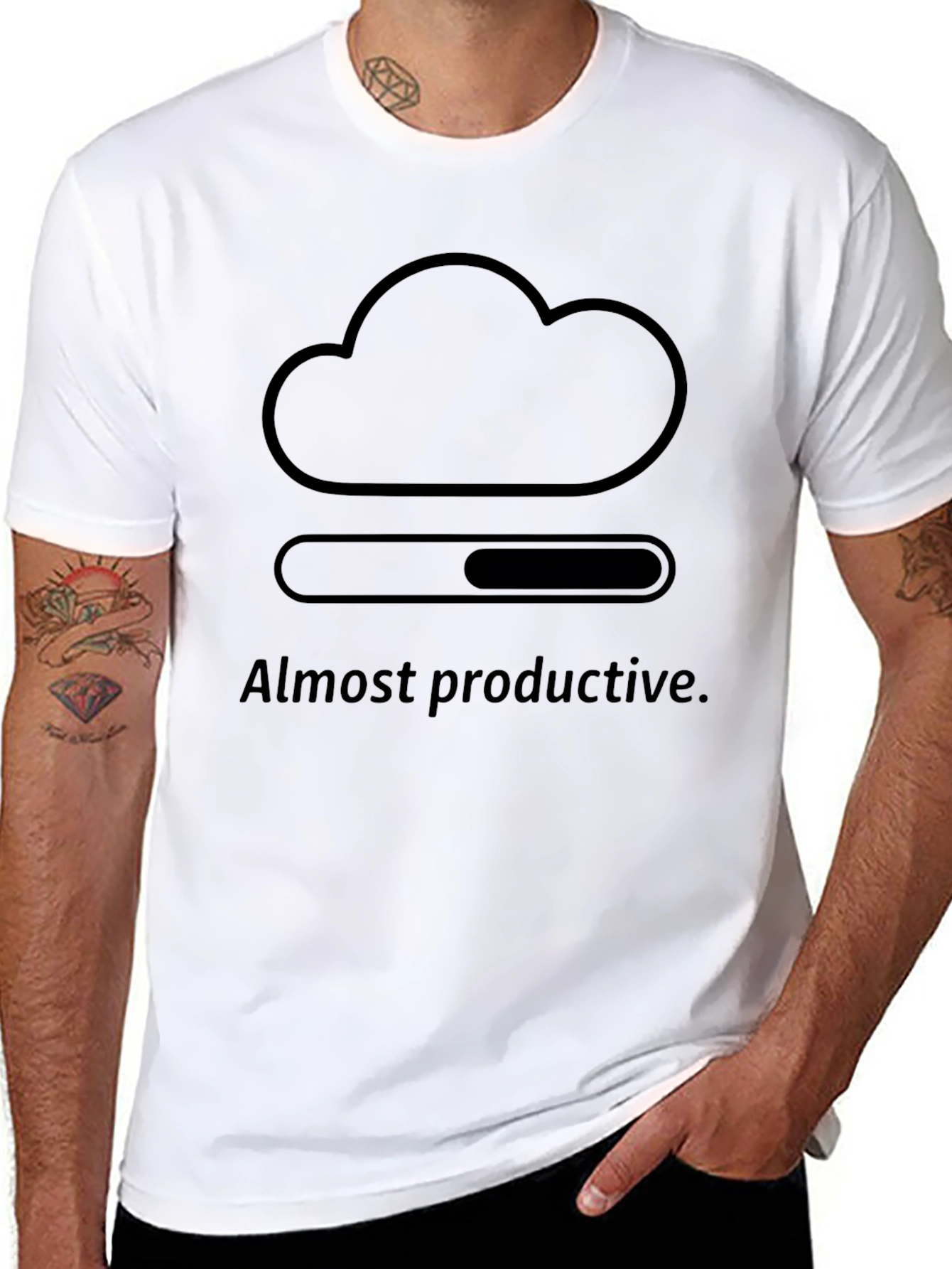 Almost Productive Cloud Loading Black T-Shirt