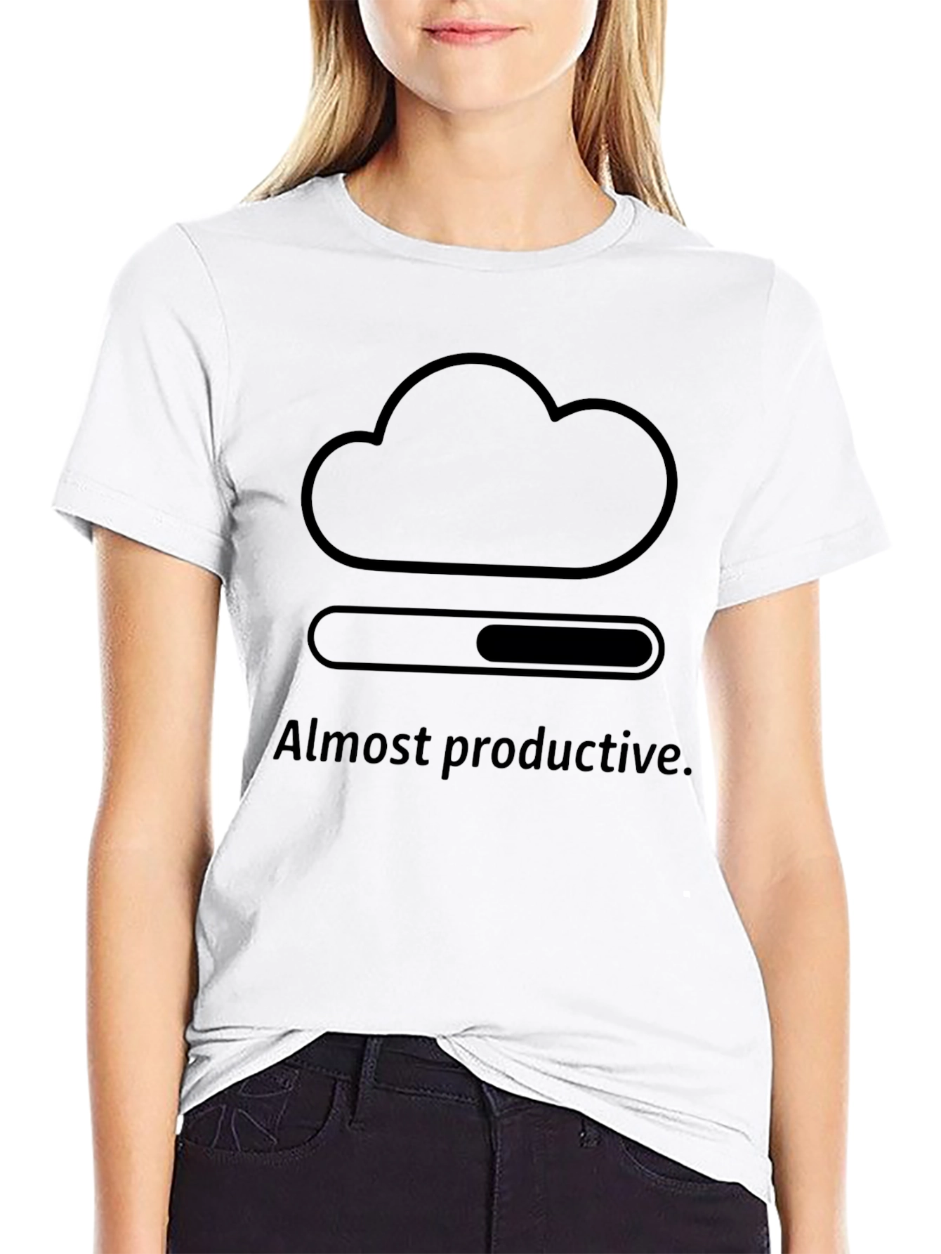 Almost Productive Cloud Loading Black T-Shirt