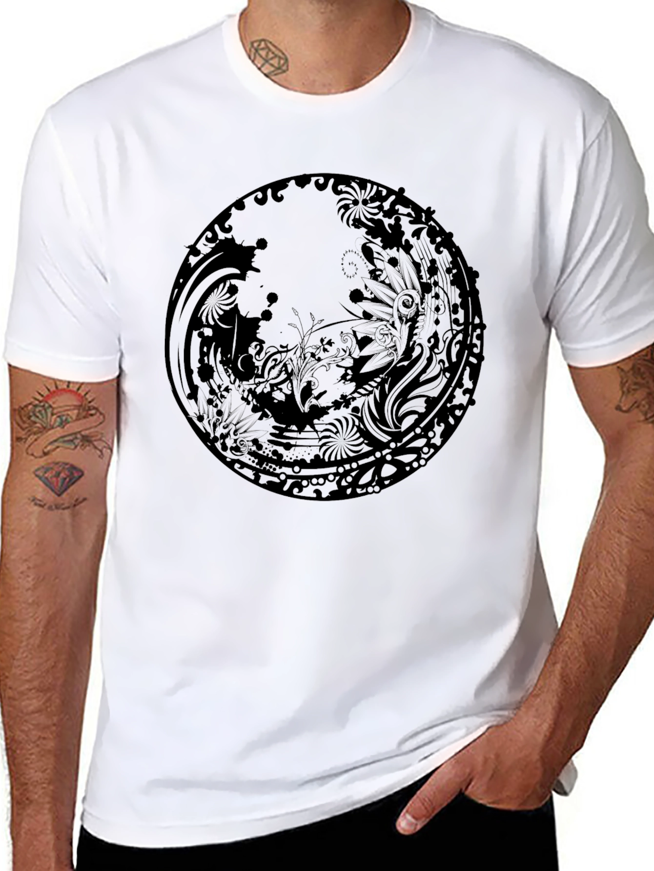 Black Graphic Print Crew Neck T-Shirt