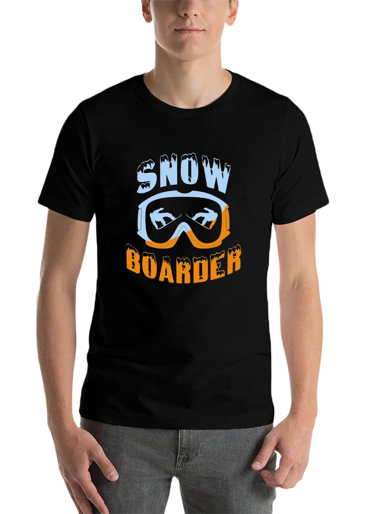 Snow Boarder Graphic Tee - Black Casual T-Shirt
